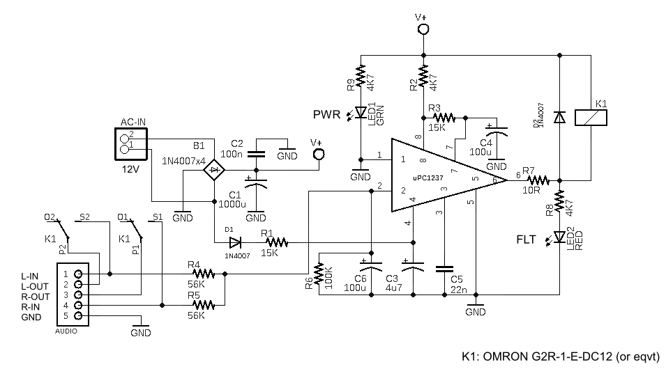 Nhìn lại µPC1237 – mạch bảo vệ loa huyền thoại trong ampli audio sơ đồ nguyên lý µPC1237